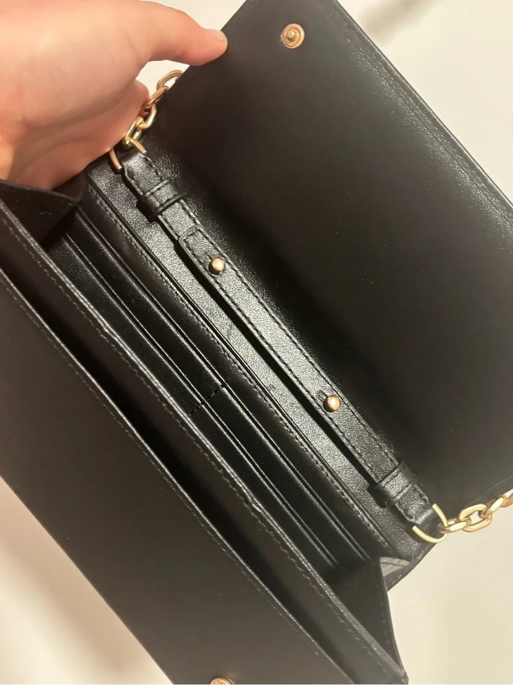 Valentino Black Leather Crossbody with Gold Chain